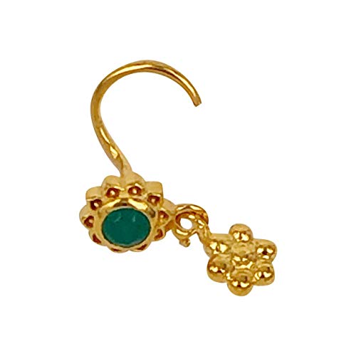 Tiny Gold Plated Over Sterling Silver L Shaped Nose Stud 20G Tribal Indian Nose Rings Screw Studs Body Nose Piercing Jewelry Nostril Jewelry Face Piercing (NG42TRQ)