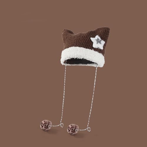 Girl White Brim Party Hat Knitted Hat Hat Thicken Hat Cat Ear Hat Photo4