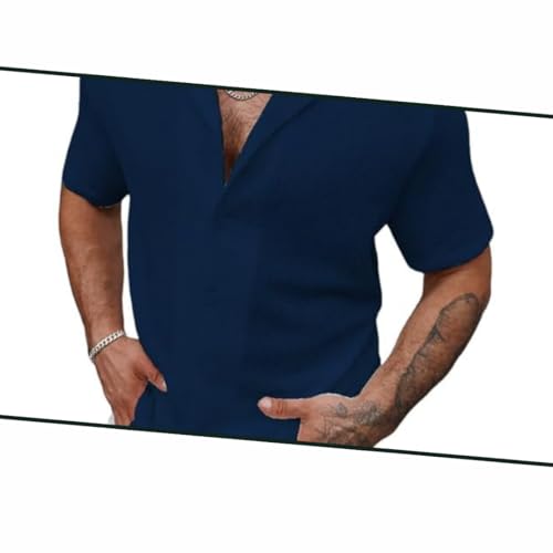 Image of COMBRAIDED Men's Regular Fit Cotton Blend Shirts | Half Sleeve Solid Pattern | Casual Wear for Everyday Style