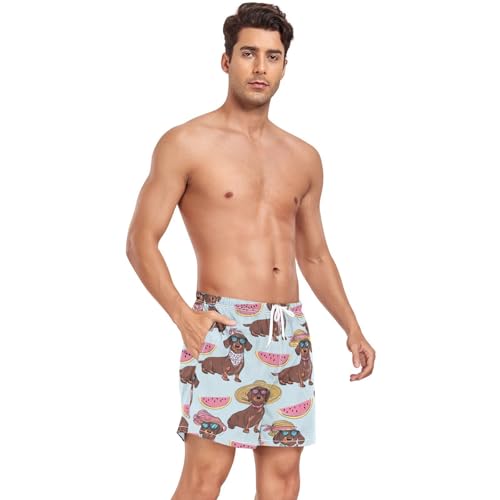 Dachshund Watermelon Men's Swim Trunks with Liner Quick Dry Beach Shorts Swimwear Bathing Suit S-XXL4