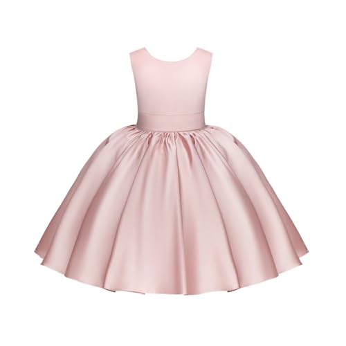 Short Satin Flower Girl Dresses for Wedding Princess Pageant Dress with Bow First Communion Dresses for Girls4