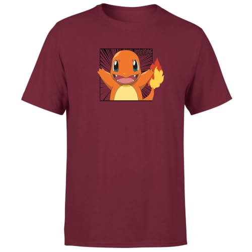 Official Pokémon Pokédex Charmander #0004 T-Shirt Mens Burgundy - XXL