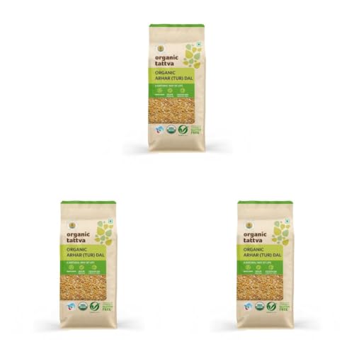 Image of Organic Tattva Arhar Dal 1 Kg | Unpolished Organic Toor Dal, Chemical Free, Nutritious & Rich in Taste (Pack of 3)
