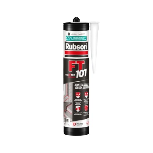Rubson Mastic FT 101 Joint Fissure et Colle Noir (cartouche 280 ml) – Mastic polyvalent tous matériaux – Étanche et résistant