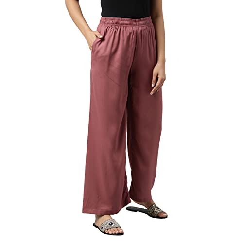 Image of GO COLORS Soft Viscose Basic Palazzo Full Length for Women| Breathable, Mid Rise, Relaxed Fit