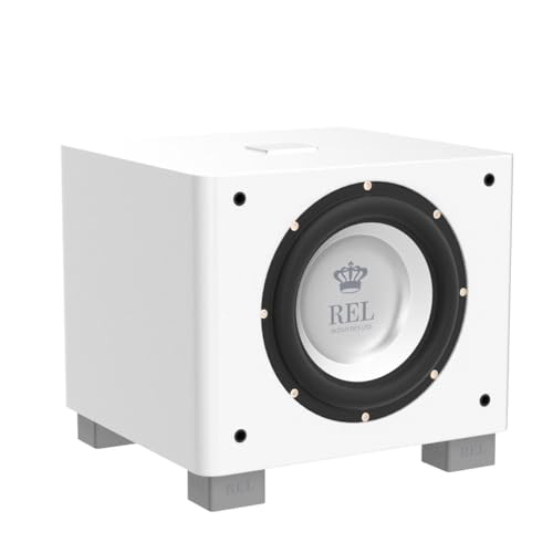 Image of REL T /9x 10-Inch Powered Subwoofer - Sealed Design with Class AB Amplifier, RCA Inputs, and Deep Bass for HiFi Stereo Systems, Home Theater, and Surround Sound - High Gloss White Finish