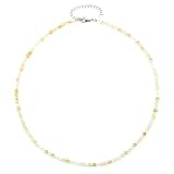 Citrin Edelsteinkette mit facettierten 4mm Perlen - echte Natursteine - Länge verstellbar - Heilstein Schutzstein Edelstein Collier Glücksbringer Talisman Geschenk (Citrin, 50, S)