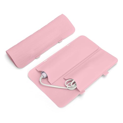 SGERUFZ Alfombrillas de Silicona Resistentes al Calor, Funda Térmica Plancha Pelo, Plegable para Alisar el Cabello de Viaje, Protección Contra el Calor Adecuada para Rizadores (23 cm x 17 cm)