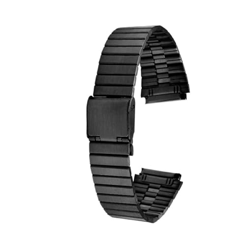 [Jiazhiyumei] �X�e�����X���o���h 18mm ���^���u���X���b�g �����p ���t���ȒP�Ή� Casio A158/A159/A168/A158W/F91W/LA-680/AEQ-110(C Black)