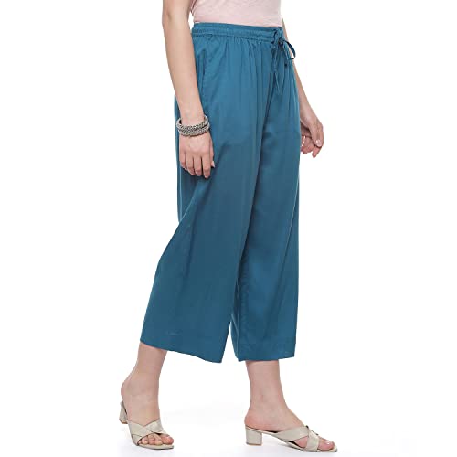 Image of BIBA Women Rayon Regular Solid Pants