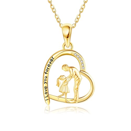 14K Gold Father Daughter Necklace For Dad Father's Day Gift From Daughter Father Jewelry Gifts For Girls Women