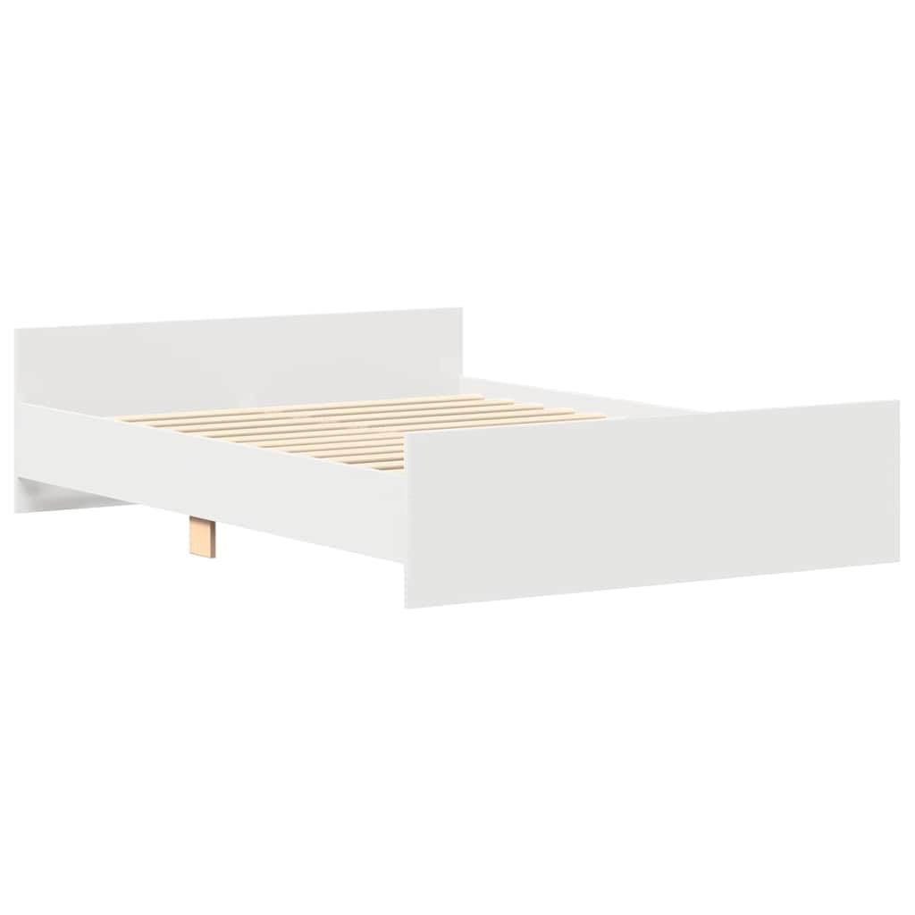 vidaXL Estructura de Cama con Cabecero Piecero, Armazón Marco de Cama, Somier de Invitados, Mueble para Dormitorio, Blanco 120x200 cm