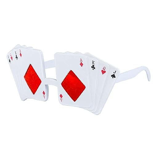 Newwyt Poker Lunettes Enfants Adulte Reine as Roi Lunettes de Soleil pour fête d'anniversaire Casinos Nuit Carte à Jouer thème décor approvisionnement ABS