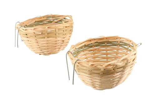 Image of 2pcs Bamboo Bird Nest Cage Handmade Bamboo Bird House Bird Rest Cave Cage for Small Parrot Budgie Parakeet Cockatiel Conure Lovebird Finch Canary