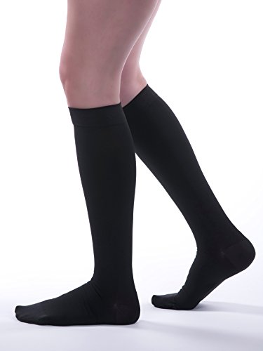 Image of Allegro 20-30 mmHg Firm Knee High Compression Stockings for Men and Women | Support hose with durable fabric and full toe coverage for comfortable everyday wear during work, travel and active days