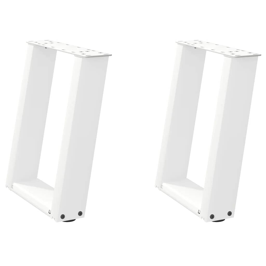 Gambe per tavolino 2 pezzi a forma di U 38 x (42-43) cm in acciaio bianco