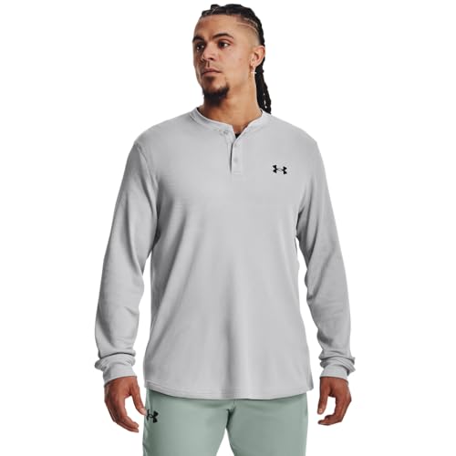 Henley Under Armour gaufré t-shirt manches longues homme gris
