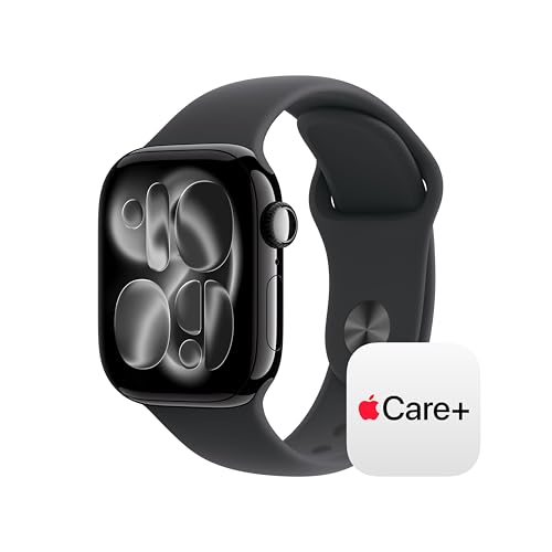 Image of Apple Watch Series 11 [GPS 42mm] Smartwatch with Jet Black Aluminium Case with Black Sport Band - S /M. Sleep Score, Fitness Tracker, Health Monitoring with AppleCare+ (2 Years)