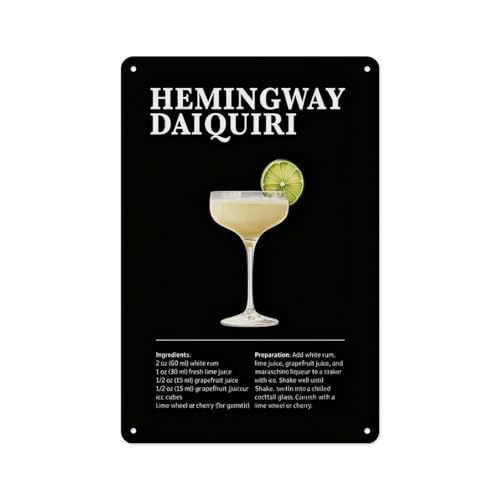 Metal Sign 12 X 8 Inch - Hemingway Daiquiri Cocktail