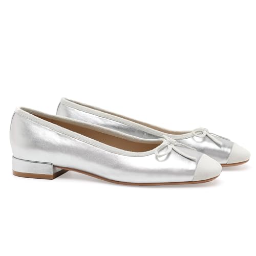 Women's Comfortable Leather Ballet Flats with Bow Slip-On Driving Mocs Walking Shoes Cute Casual Dress Work Shoes4