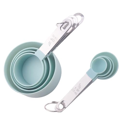 HEALEEP Juego de 8 Cucharas Medidoras con Mango Cómodo de Silicona Azul para Hornear Herramienta Práctica y Fácil de Almacenar para Suministros de Cocina
