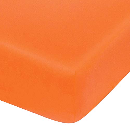 Image of NTBAY 100% Brushed Microfiber Fitted Crib Sheet, Super Soft and Cozy 28x52 Crib Sheet for Standard Crib and Toddler Mattresses, Boys, Girls, Unisex, Orange, 28x52 Inches