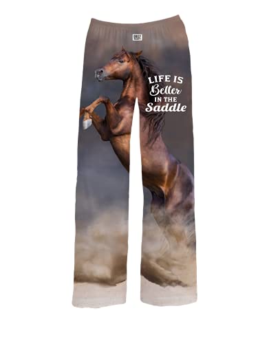 Horse Lounge Pajama Pants Unisex - Loose-Fit, Ultra-Soft, Outdoors - Life is Better in The Saddle Sleep Bottoms