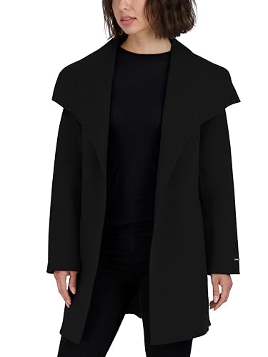 Image of TAHARI Women's Double-faced Luxury Soft Wool Blend Peacoat- Wrap Wool Coat With Removable Belt
