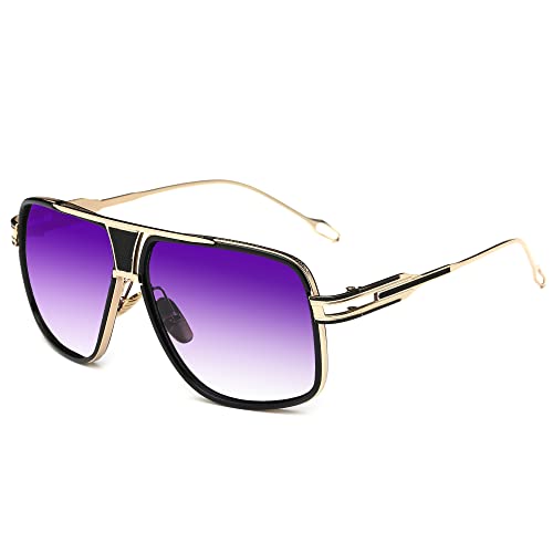 Image of Aviator Sunglasses for Men Retro Fashion Gold Oversized 70s shades | Disco Party Casual Lentes De Sol Hombre Large Big Designer 70s Outfits Sun Glasses Cool Metal Vintage Stylish Tinted Eyewear
