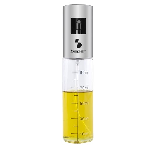 BEPER C102SPE001 Pulverizador Aceite con Botella de Acero Inoxidable, Vidrio graduado - Aceitera Spray, Pulverizador de Aceite para Freidora de Aire