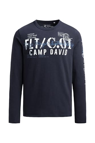 Camp David Herren Longsleeve mit Used Prints Blue Navy, L Camp David Herren Longsleeve mit Used Prints Blue Navy, L