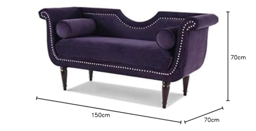 Image of Luxury Velvet 2 Seater Chaise Lounge Sofa - Tufted Chesterfield Modern Couch with Button Tufted Back Elegant Lounge Couch for Living Room, Bedroom, Office