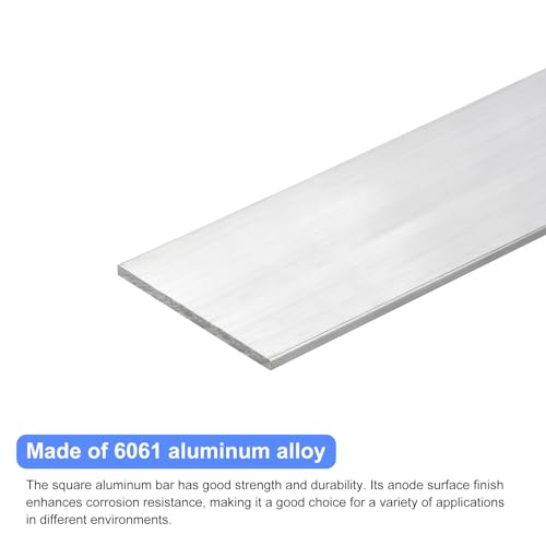 Image of uxcell Square Aluminum Flat Bar, 3 /16 inch Thick 3.1 inch Width 12 inch Length Square Aluminum Bar 6061 Aluminum Flat Plate, 4 x 80 x 305mm T6511 Solid New Mill Stock for Industrial Building