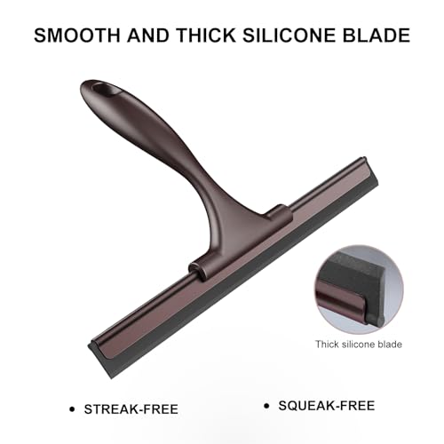 Image of SetSail Shower Squeegee for Glass Doors All-Purpose Squeegee for Shower Glass Door Stainless Steel Window Squeegee with Hook for Car Windshield 12 Inches, Bronze