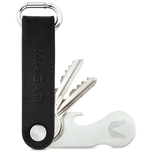 Key Organizer - Schlüsseletui aus Echtleder, Edelstahl mit Schlüsselfundservice,...