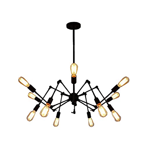 Lustre Spoutnik noir pour éclairer un grand salon sombre avec 16 plafonniers orientables