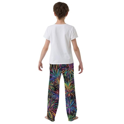 ZZXXB Fireworks Boys Long Pants Soft Trousers Elastic Waist Kids Lounge Bottoms with Pockets S-XL3