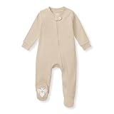 Burt's Bees Baby Boys' Organic Cotton Sleep and Play Footed Pajamas, One-piece Zip Front Romper, Baby Essentials
