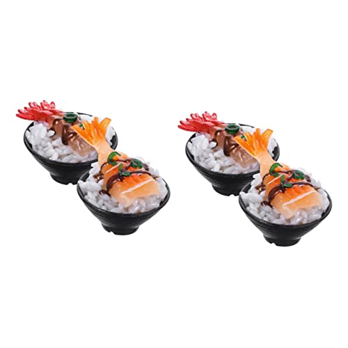 SAFIGLE 4 piezas Nigiri accesorios muestra simulación exhibición sushi alimentos foto realista un juguete accesorios arroz artificial fingir decorativo onigiri decoración vitrina