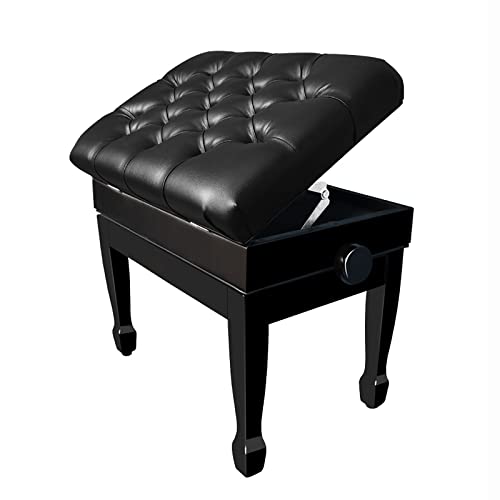 TEmkin Banc de Piano en Bois, Tabouret de Clavier Solo Confortable, Tabouret de Piano de Luxe avec Rangement, 58 x 38 x 49-59 cm, Noir - Les Beatles, Paul McCartney, John Lennon, RIngo Starr, George Harrison TEmkin Banc de Piano en Bois, Tabouret de Clavier Solo Confortable, Tabouret de Piano de Luxe avec Rangement, 58 x 38 x 49-59 cm, Noir
