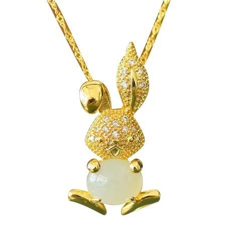 Pendentif de Collier de Lapin Jade Blanc S925 le Cadeau Idéal Plein de Tendresse