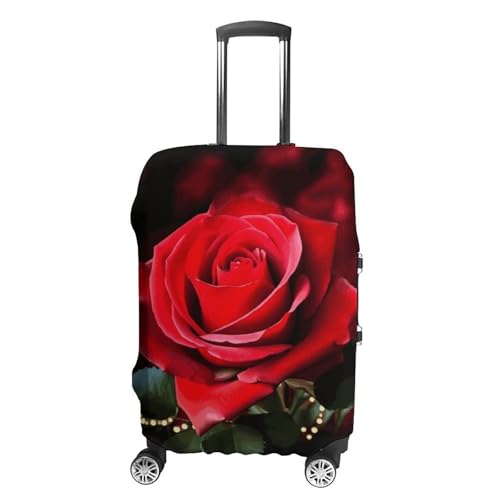 Anti-Scratch Luggage Cover Rose Flower Printed Luggage Case Protector Washable Suitcase Covers Elastic Suitcase Protector for Size L (26-28 inches) Luggage