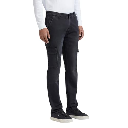 Image of Pepe Jeans Men's Cargo Jeans for Men | Mid Rise | Straight Fit | Stretchable Fabric | Utility Pants with 7 Pockets | Cotton Cargo Pants