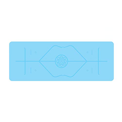 Yogamatte Naturkautschuk + Pu-Leder-Verbundwerkstoff Anti-Rutsch-Übung Yoga-Pad Laserdruck Geschnitzte Body Line Fitness-Matte,Blau,183 * 66 *