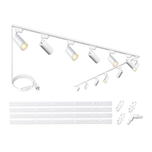 Ultra-Bright H Type White Track Lighting Kit with 13.1 FT Track Rails, 12 Heads 6000K Cool White 20W 2400lm, Dimmable Plug in LED Track Lights Modern Indoor Spotlight Fixture