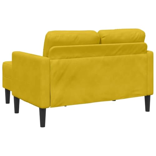 Sofá chaise longue L de 125 cm en terciopelo amarillo con estructura de metal y madera para salón 7