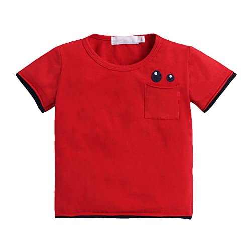 Image of Hopscotch Boy Cotton Solid T-shirt And Shorts Set Red Color