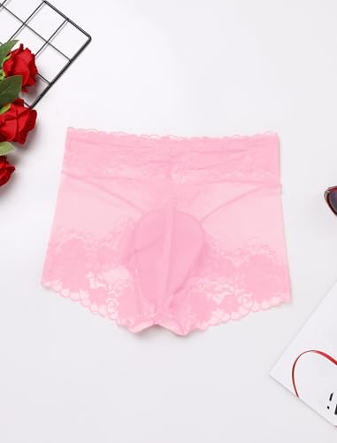 ABAFIP Men's Sissy Lace Panties Sheer Floral Lace Mesh Ruffle High Waist Sheer Briefs Underwear3