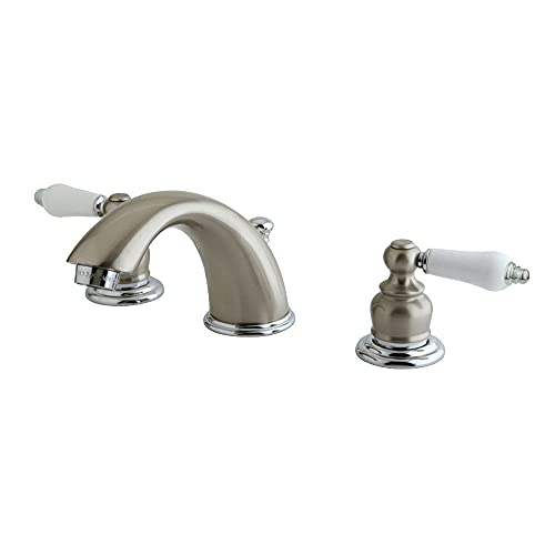 Kingston Brass KB977B Victorian Widespread Bathroom Faucet, 8-Inch Adjustable Center, Brushed Nickel/Polished Chrome