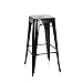 hjh OFFICE 645010 Barhocker VANTAGGIO HIGH Metall Schwarz Retro-Hocker im Industry-Design, stapelbar